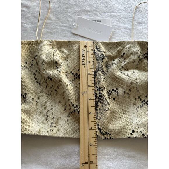 Helmut Lang Python Snake-Embossed Leather Crop Top Beige Color Style N10HW506 - Picture 4 of 12